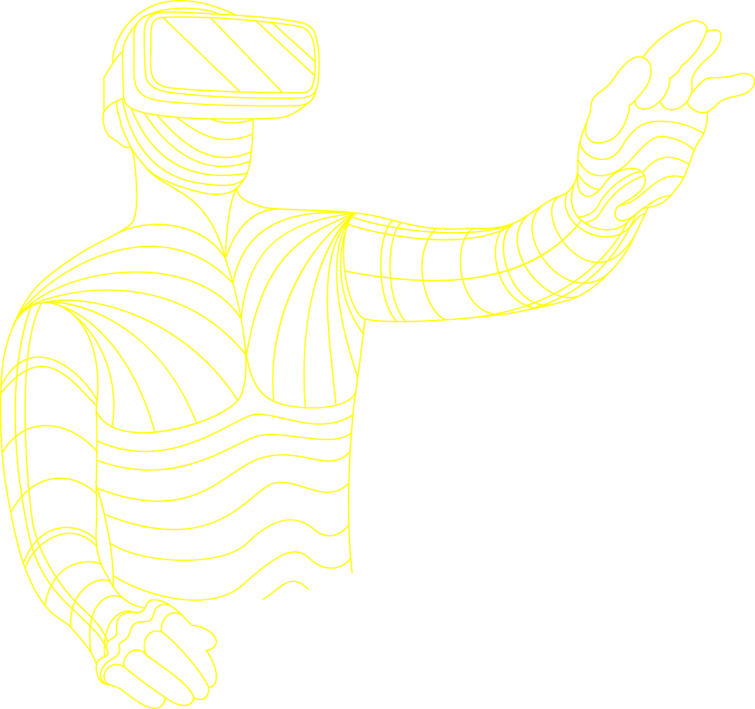 Neon VR Line Art Figure on Transparent Background
