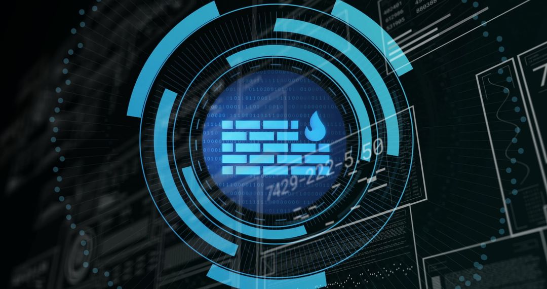 Digital Firewall Icon with Data Processing Visuals