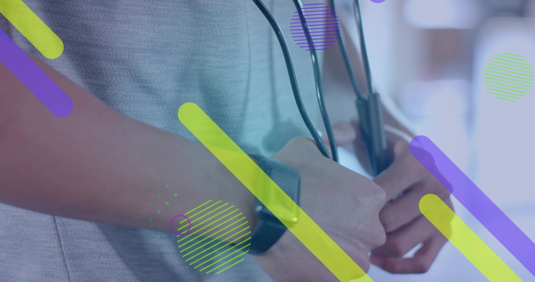 Healthcare Professional with Stethoscope and Modern Design Elements