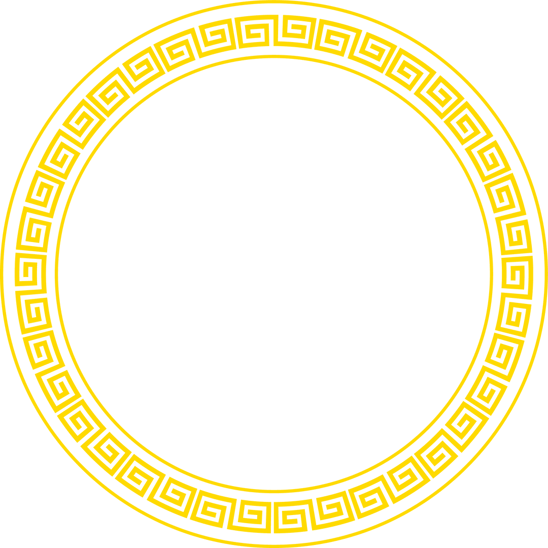 Golden Ring with Greek Key Motif on Transparent Background