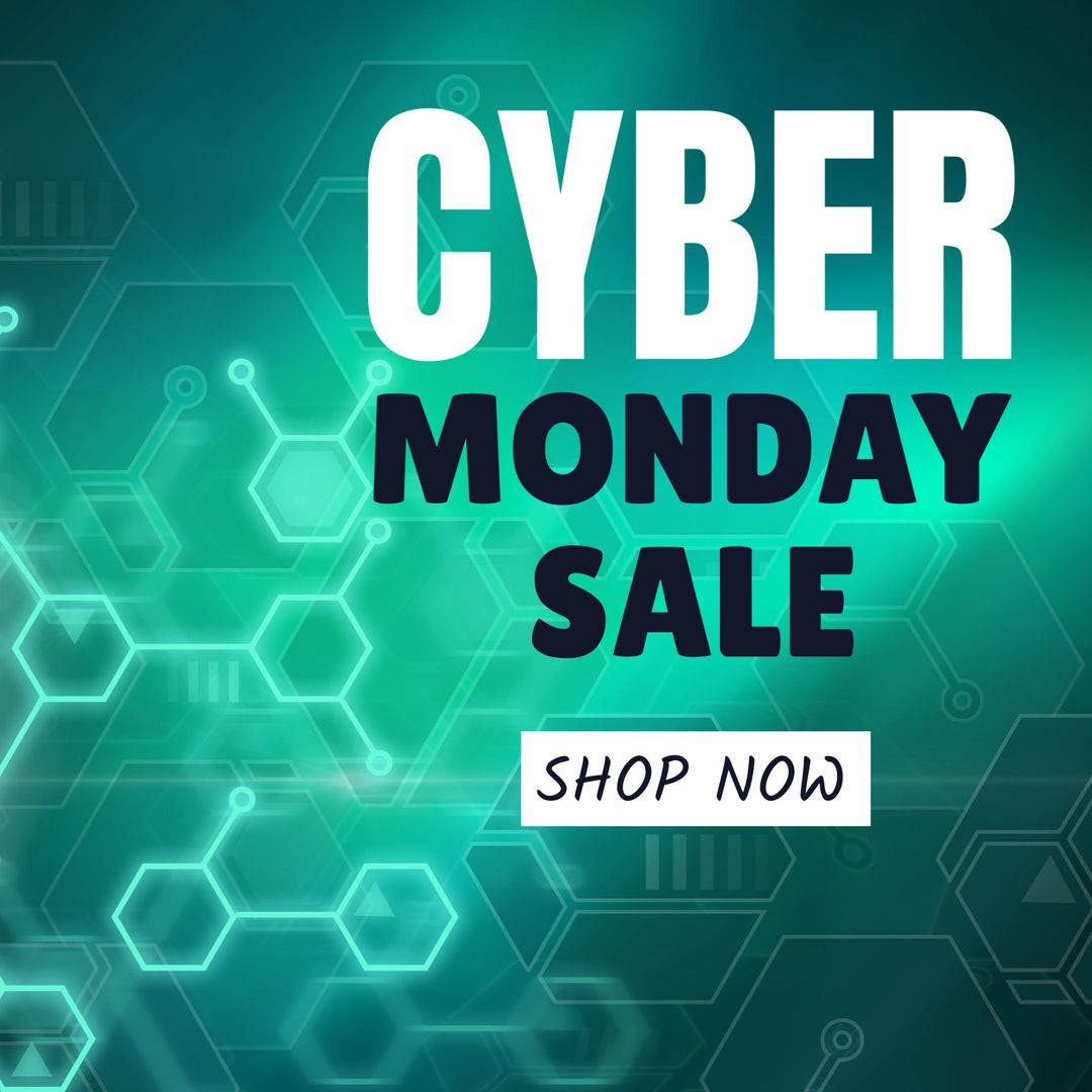 Cyber Monday Sale Banner with Digital Circuit Background