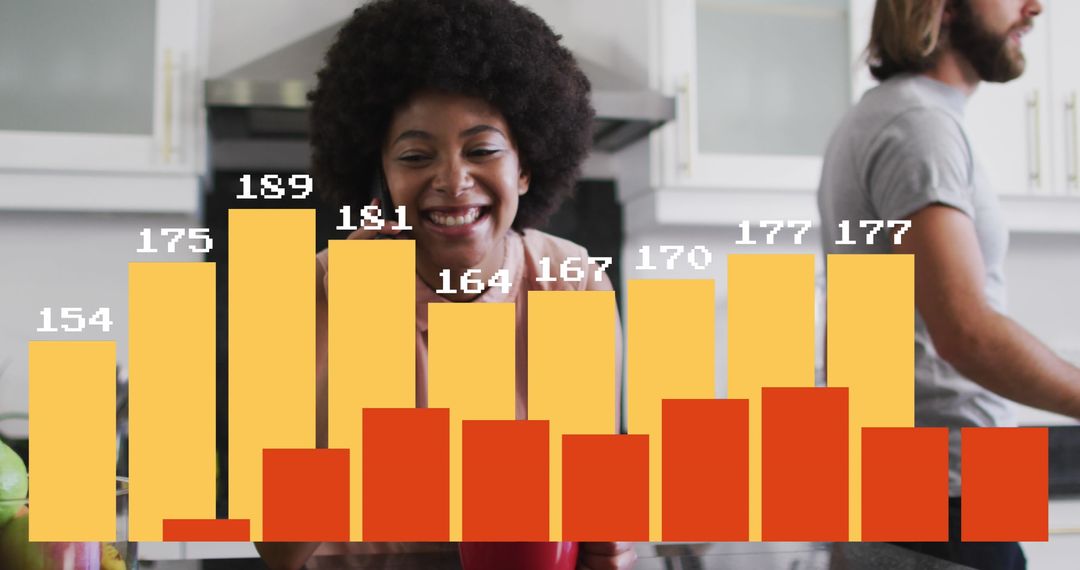 Woman Analyzing Data with Confidence in Modern Kitchen