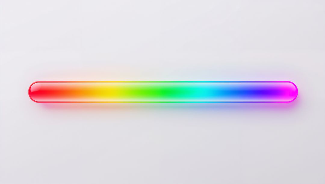 Glossy Rainbow Capsule Bar Casting Soft Colored Shadow on Pale Neutral Surface for Minimal Design