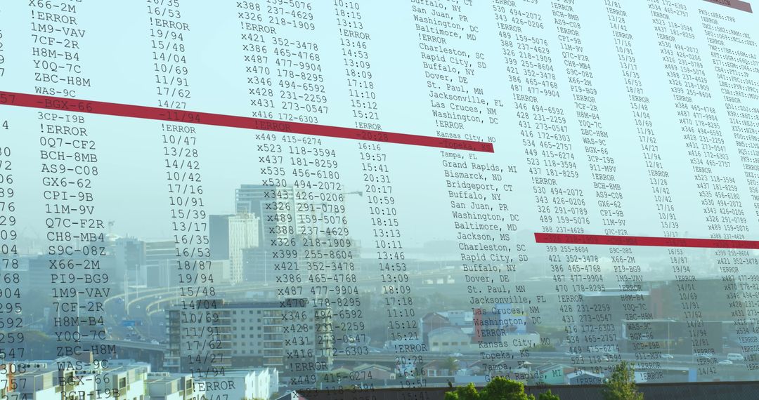 Abstract Digital Data Flow Over Urban Scene