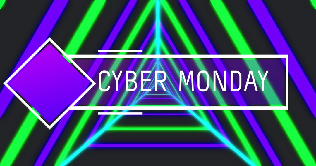 Futuristic Cyber Monday Neon Design with Geometric Elements