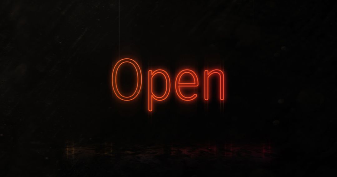 Glowing Neon Open Sign on Dark Background