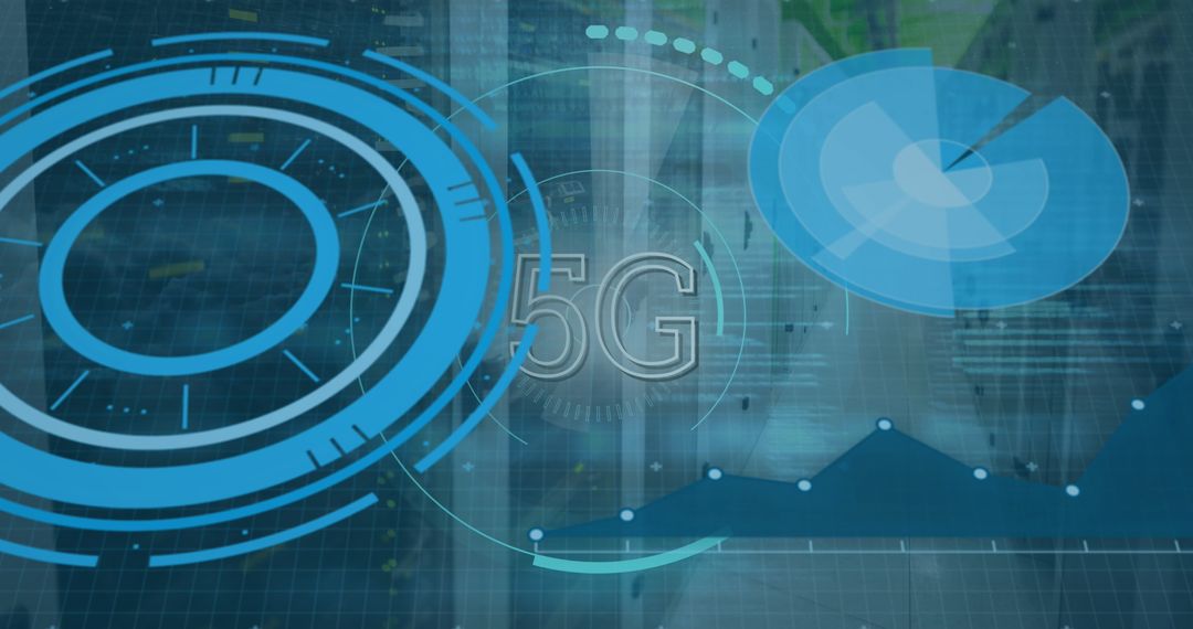 5G Technology and Data Processing with Futuristic Graphics