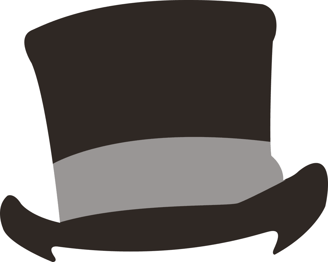 Classic Black Top Hat on Transparent Background