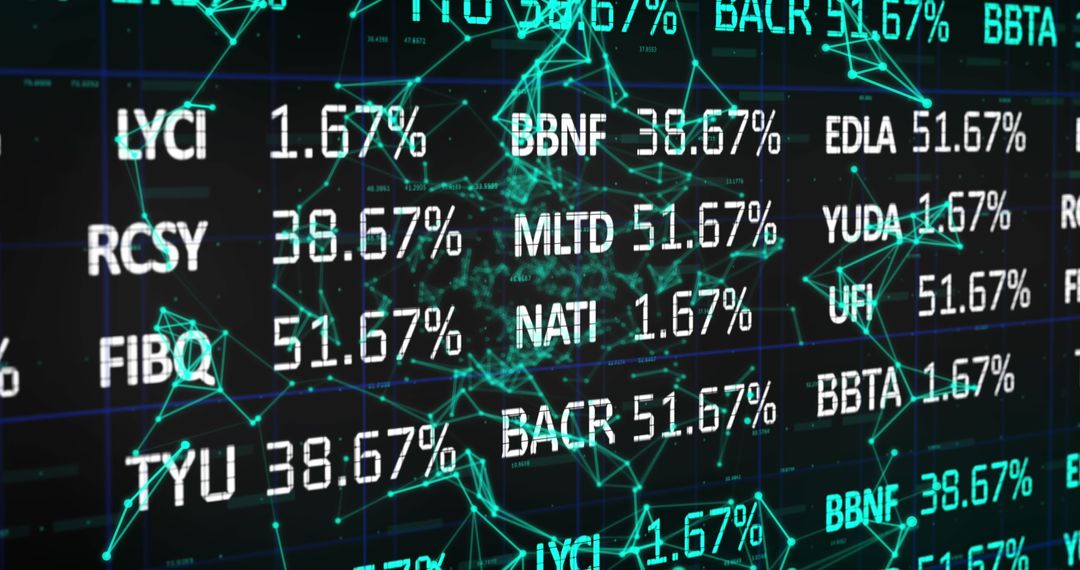 Futuristic Digital Display with Alphanumeric Codes and Network Connections