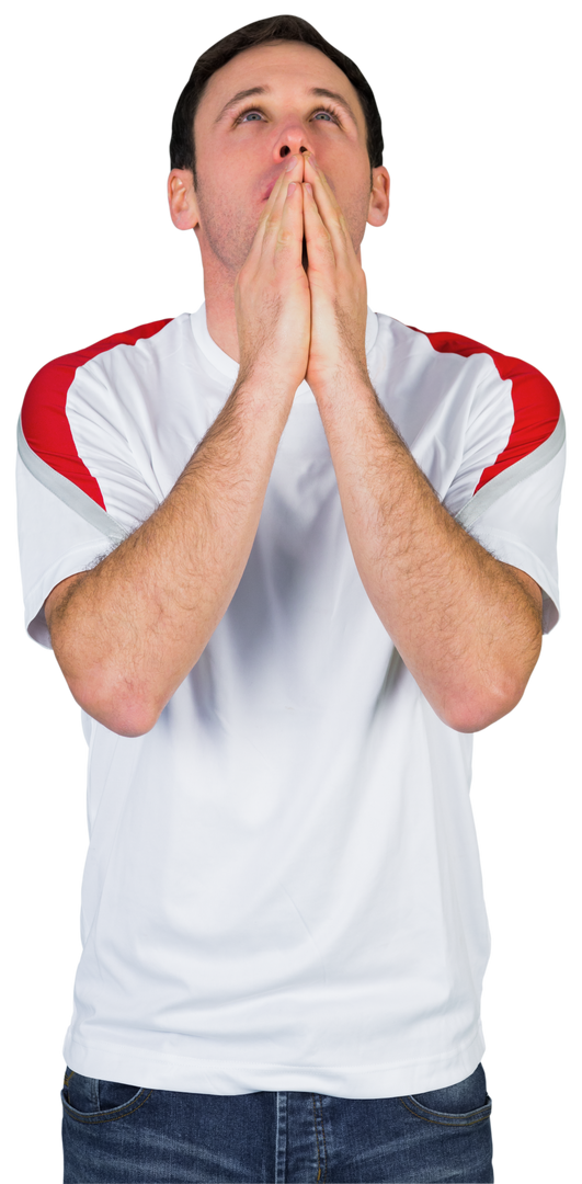 Transparent Nervous Football Fan In White Shirt, Anticipating Outcome - Download Free Stock Images Pikwizard.com