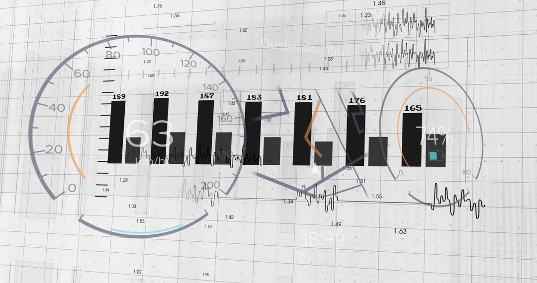 Futuristic Dashboard Interface with Speed Gauges and Analytics