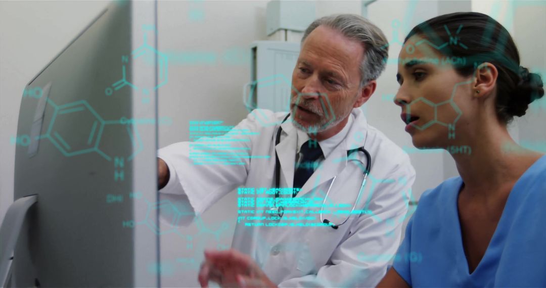 Doctors Collaborating on Digital Medical Data Analysis