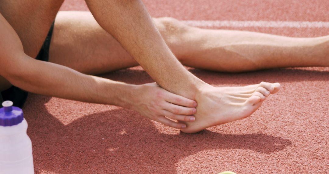 Athlete Holding Injured Ankle on Running Track - Free Images, Stock Photos and Pictures on Pikwizard.com