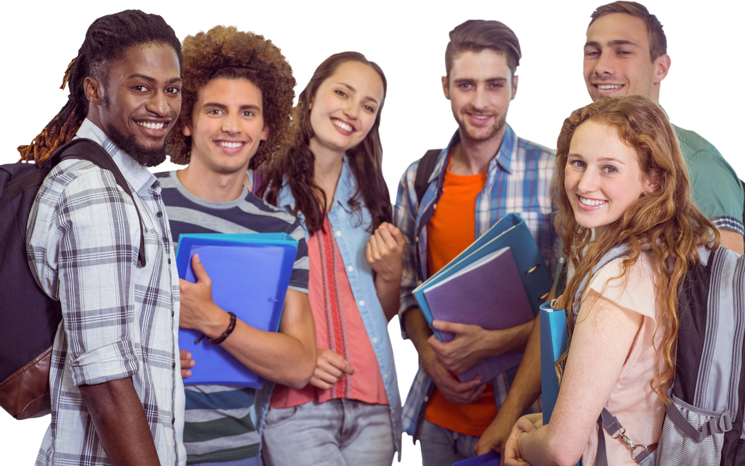 Transparent Background of Diverse Group of Smiling Students Holding Folders - Download Free Stock Images Pikwizard.com