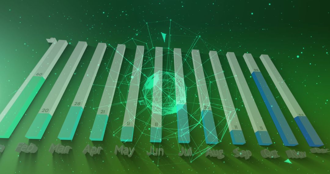 Futuristic Data Visualization with Bar Graph Overlay