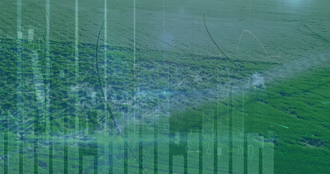 Digital Interface Overlay on Green Agricultural Land