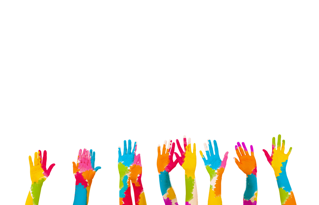 Colorful Vector Hands on Transparent Background