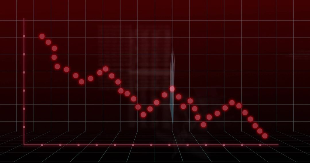 Falling Line Graph with Red Data Markers in Digital Interface
