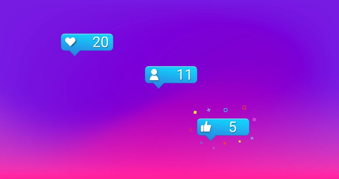 Social Media Notification Icons on Gradient Background