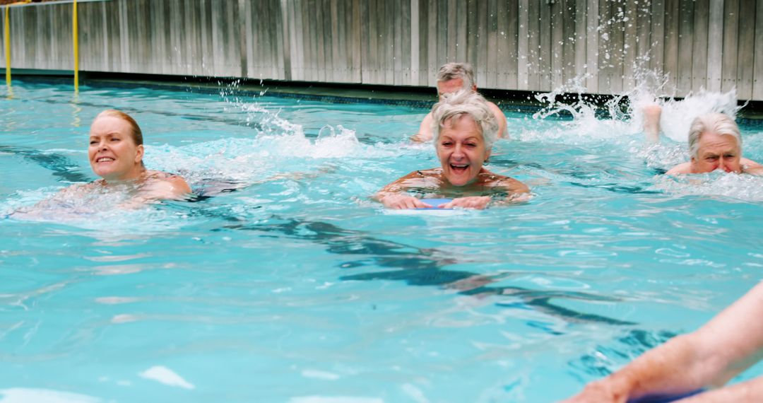 Senior Adults Enjoying Water Aerobics Class - Free Images, Stock Photos and Pictures on Pikwizard.com