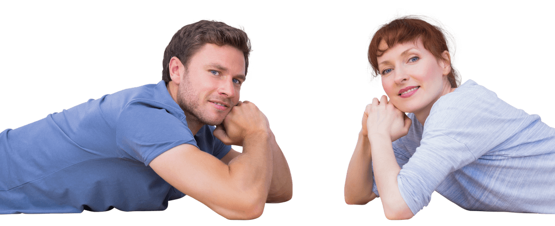 Relaxed Caucasian Couple Posing on Transparent Background