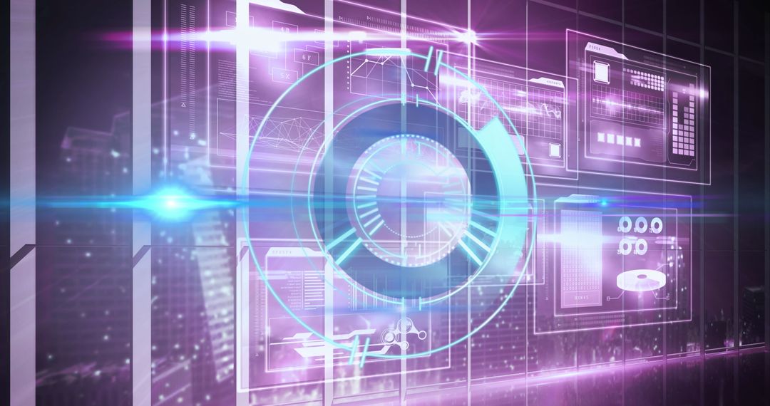 Futuristic Digital Interface with Scanning HUD Elements Overlay