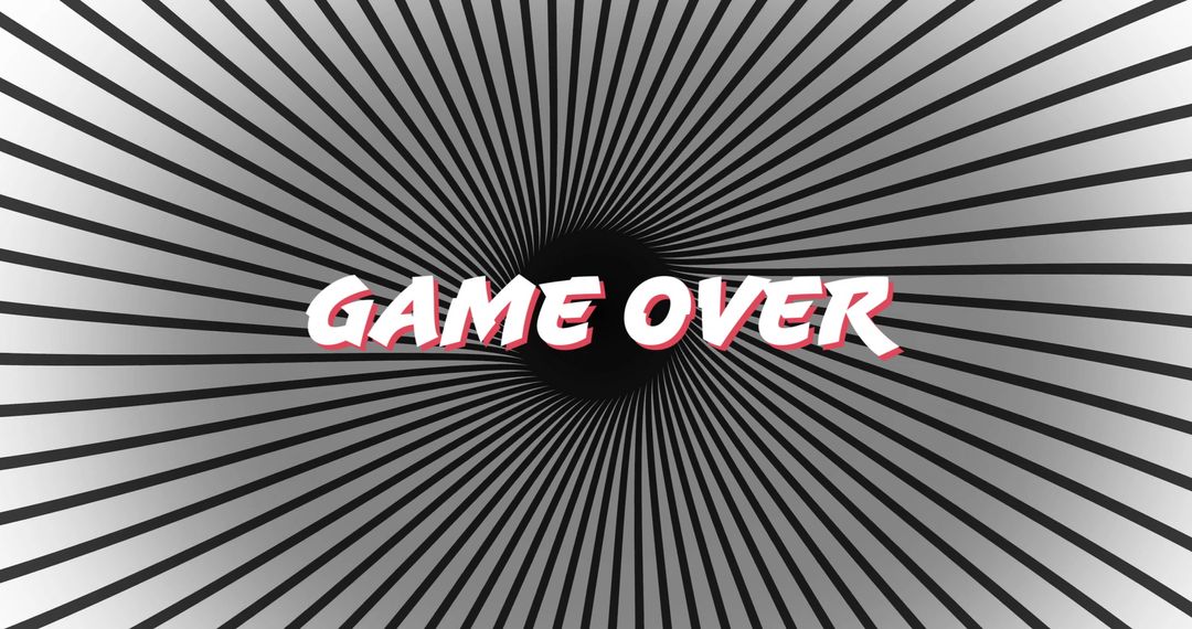 Game Over Text on Radiating Optical Illusion Background