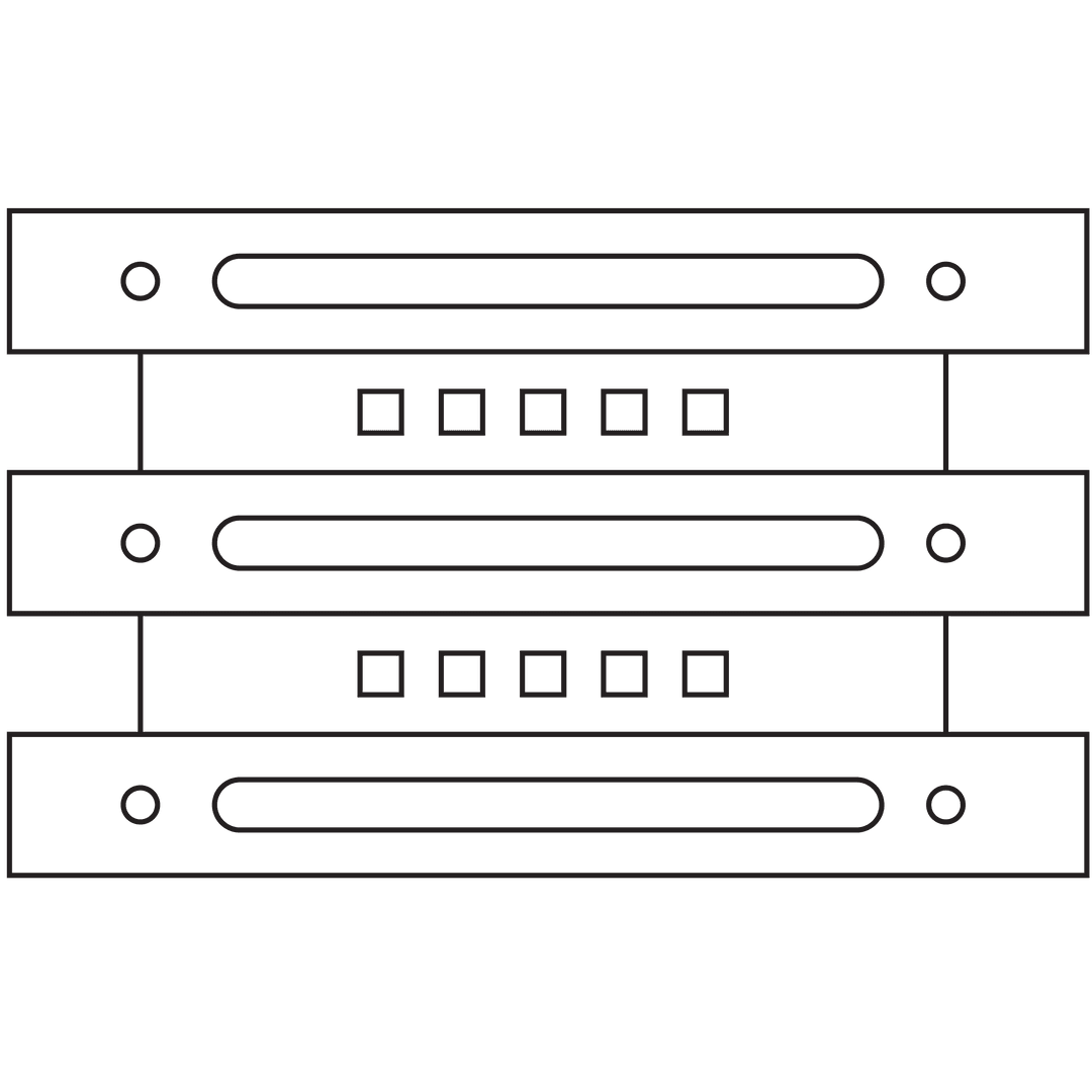 Transparent Line Art of Three Rack Servers with Indicators