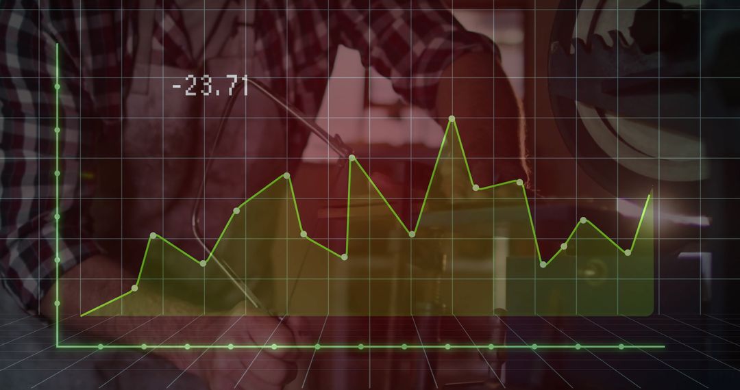 Craftsman in Workshop Analyzing Measurement Data with Overlay