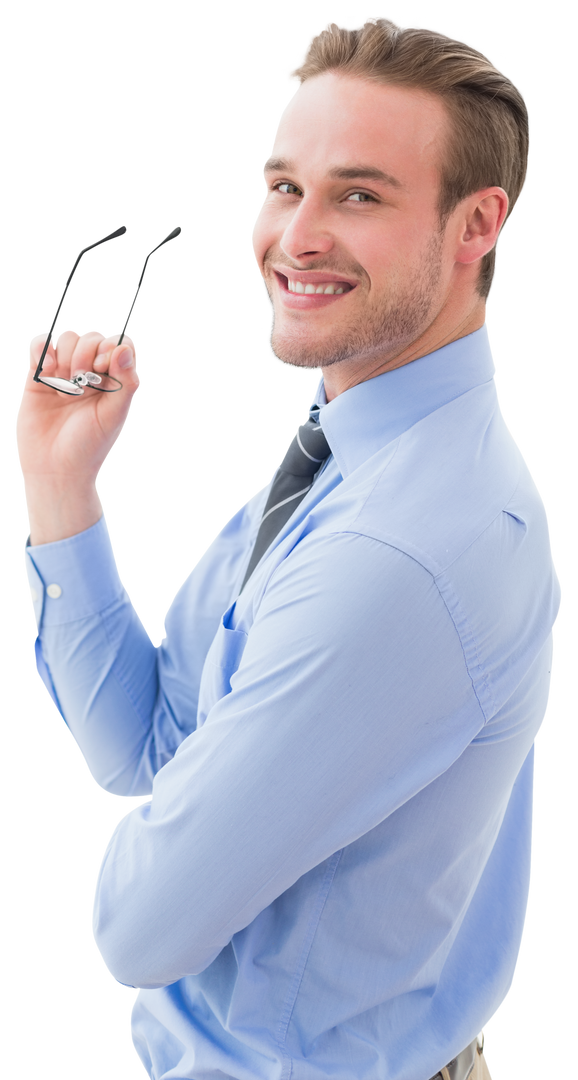 Smiling Businessman Holding Glasses with Transparent Background - Download Free Stock Images Pikwizard.com