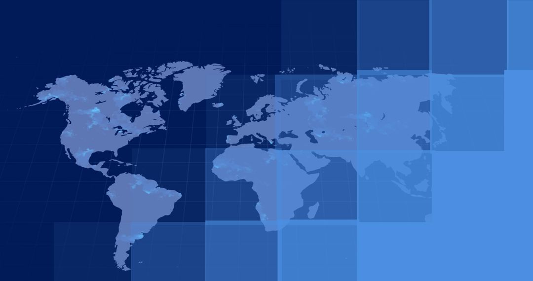 Digital World Map Visualization on Blue Background
