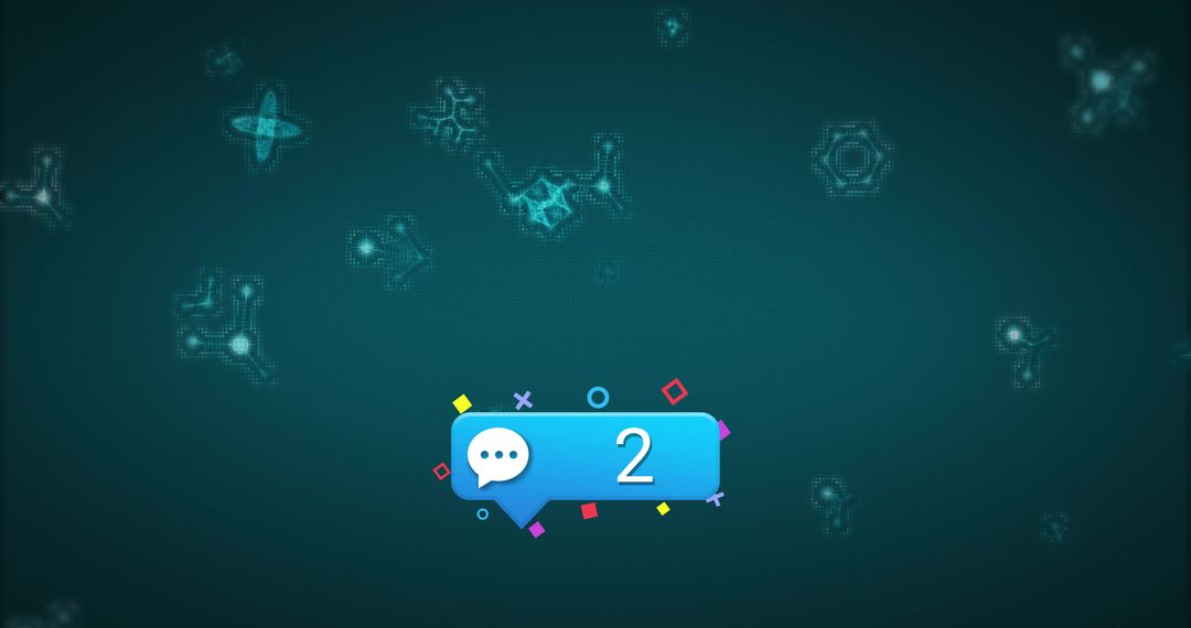 Digital Chat Notification with Gaming Design on Teal Background