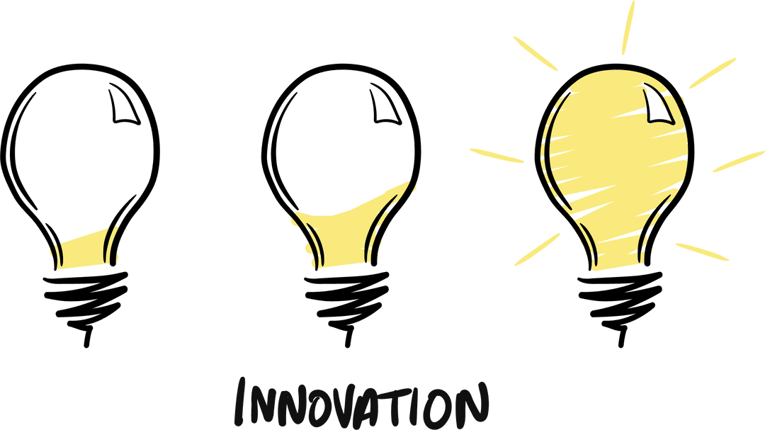 Innovative Lightbulb Illustration with Creative Text on Transparent Background