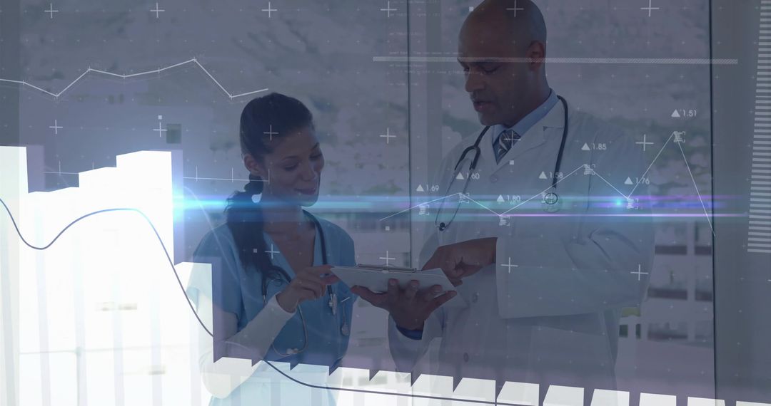 Doctors Analyzing Medical Data with Digital Technology for Healthcare Consulting