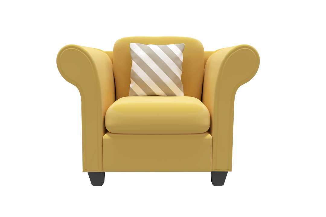 Yellow Armchair with Curved Armrests on Transparent Background - Download Free Stock Images Pikwizard.com