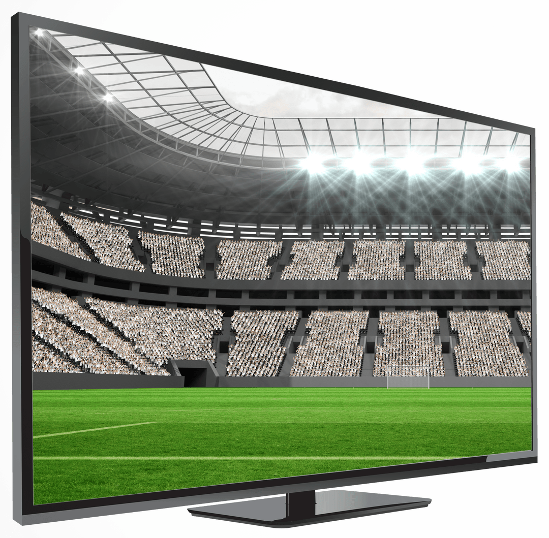 Vector PNG of Football Stadium on TV Screen with Transparent Background