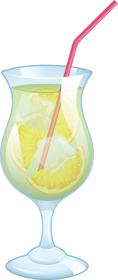 Refreshing Transparent Glass of Lemonade with Straw
