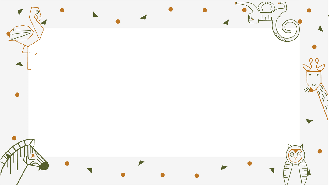 Whimsical Animal Frame with Teal Transparent Center and Geometric Accents