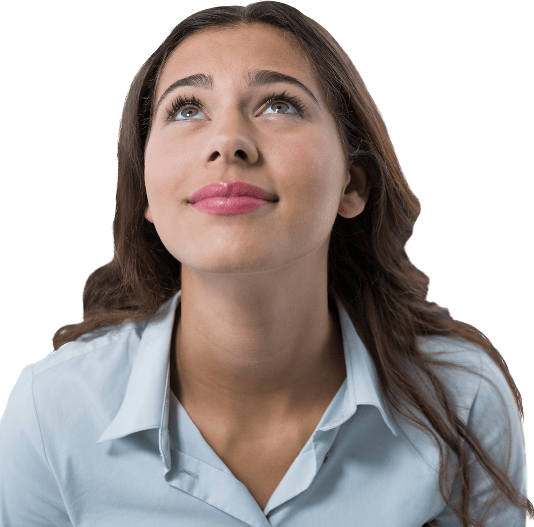 Transparent Successful Woman Contemplating Growth Vision