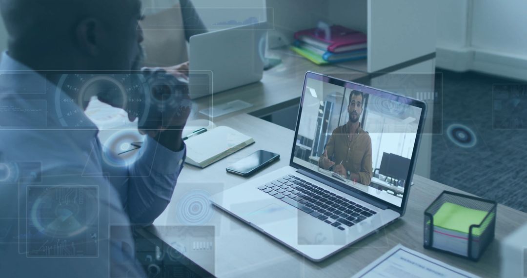 Remote Meeting in Modern Office with Advanced Technology