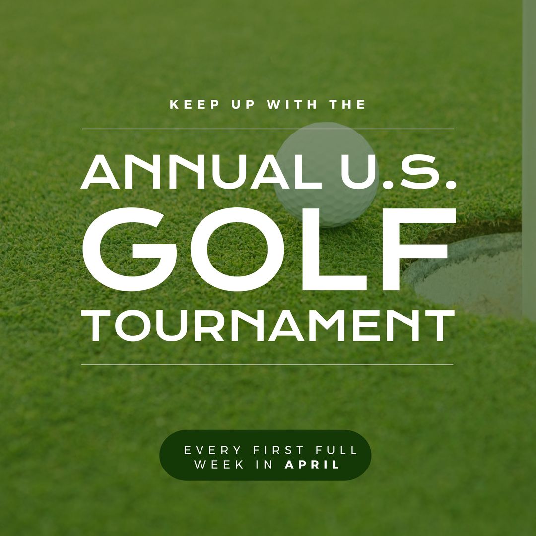 Annual U.S. Golf Tournament Invitation on Green Background - Download Free Stock Templates Pikwizard.com