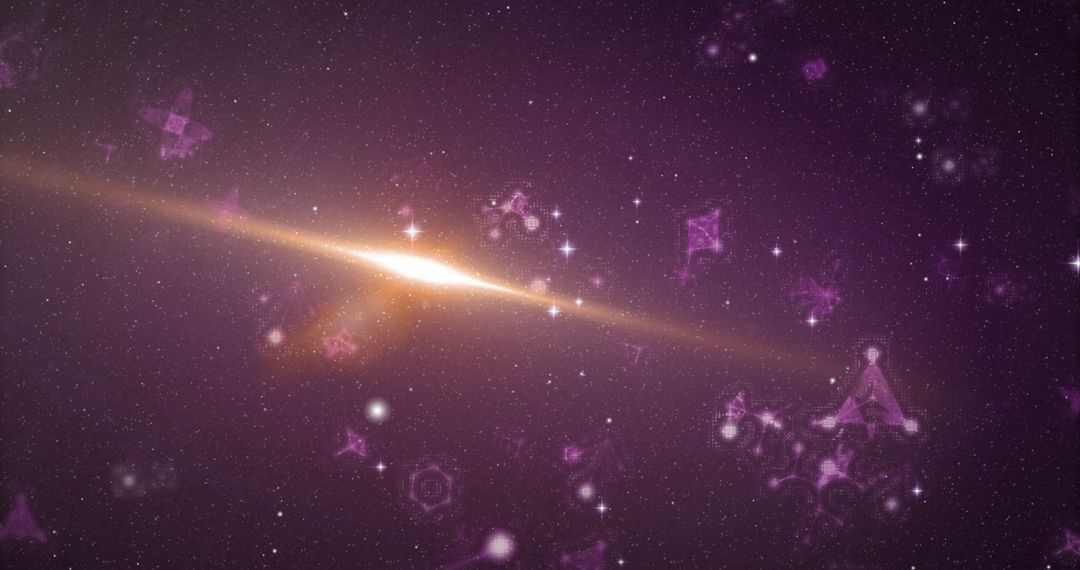 Galactic Core Glow and Mystical Geometric Symbols in Deep Space