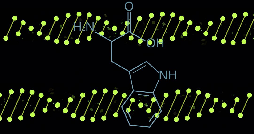 Tryptophan Structural Formula with DNA Molecules Background