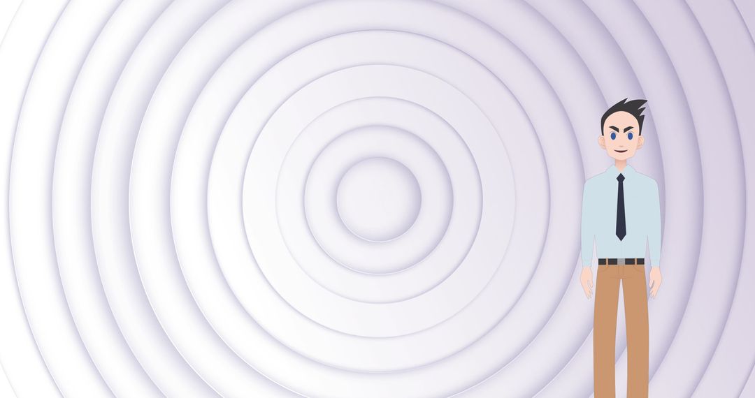 Business Person Icon with Abstract Concentric Circle Background