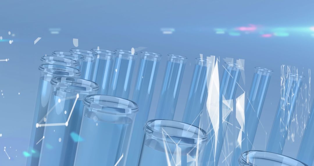 Transparent Test Tubes Intersecting with Digital Network Art