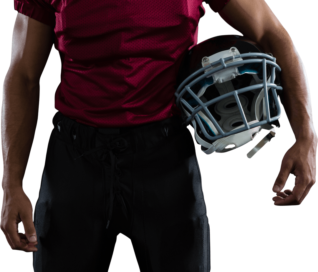 Transparent Mid Section of Football Player with Helmet