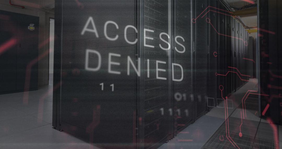Access Denied Sign Over Data Center Indicates Security Breach