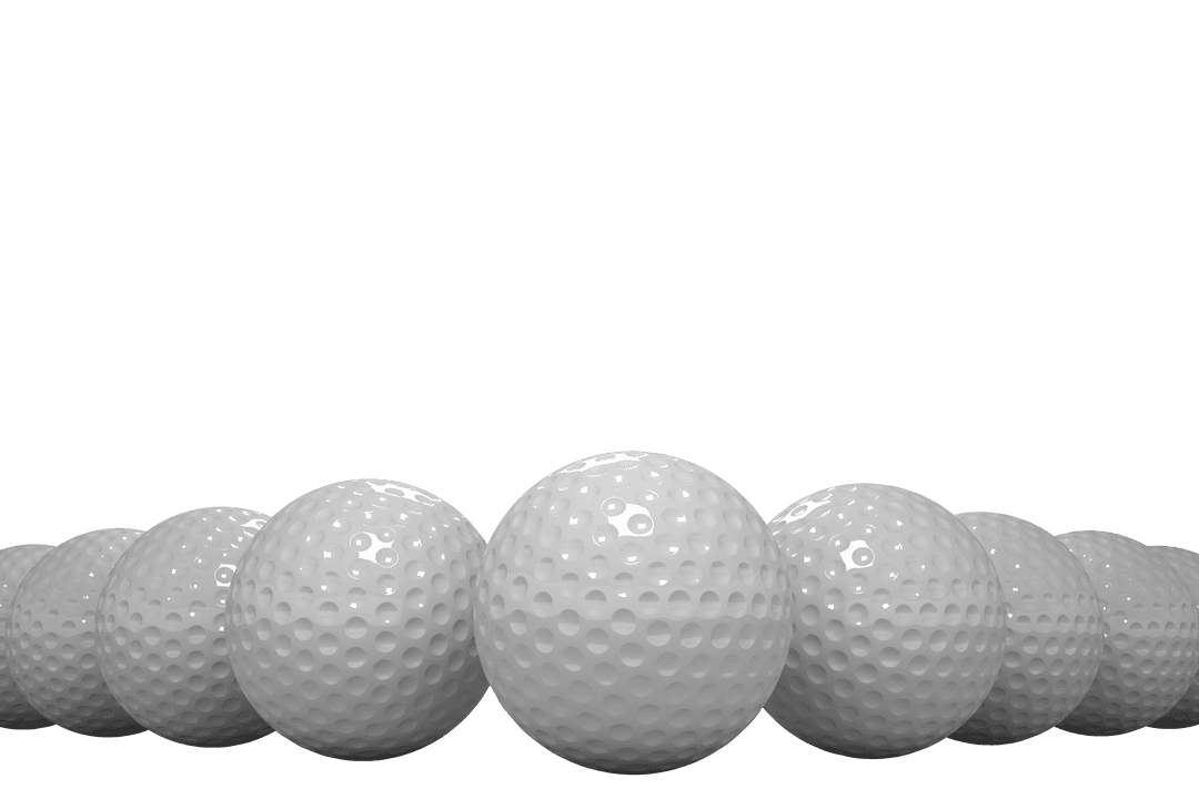 Multiple Golf Balls Aligning on Transparent Background Vector