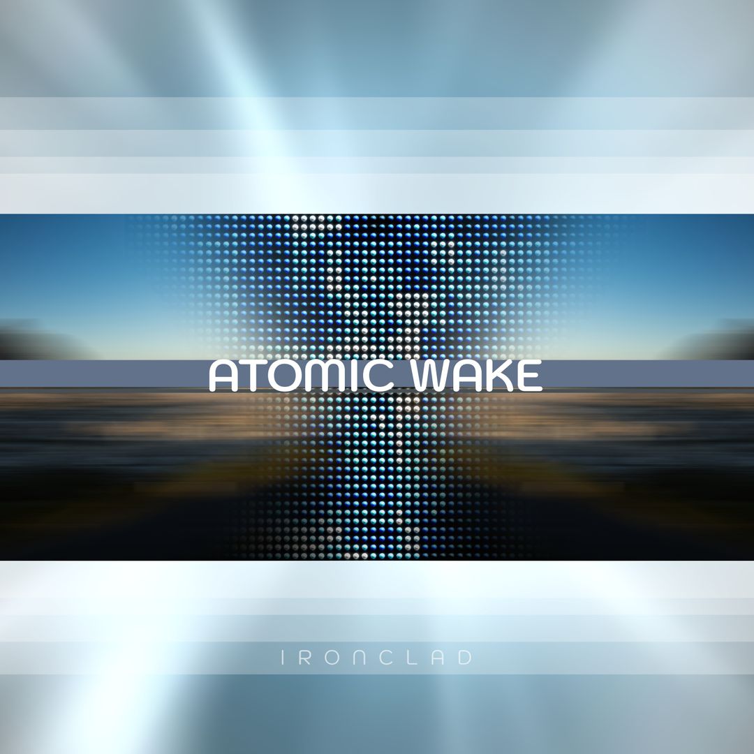 Futuristic Blurred Landscape with Pixelated Design and Atomic Wake Text - Download Free Stock Templates Pikwizard.com