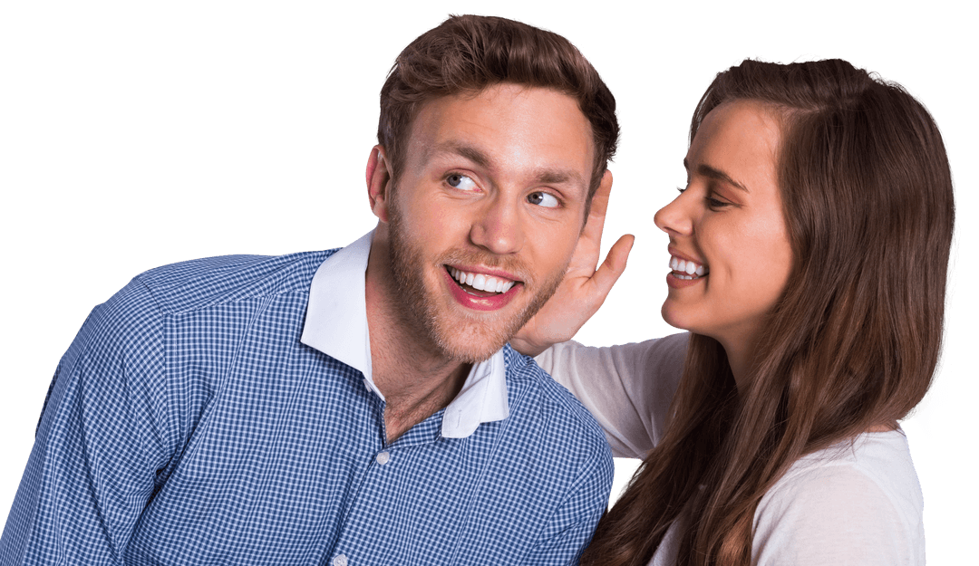 Transparent Gossip Concept: Woman Whispering Secret Using Casual Style